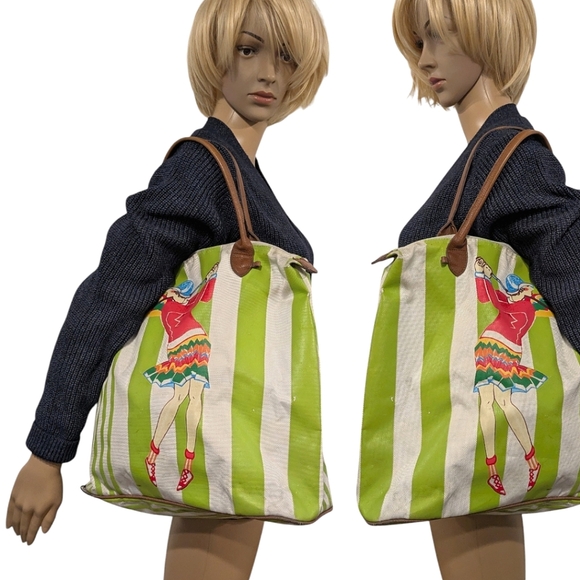 Vintage Golf bag canvas leather handle straps fairway Links - Picture 16 of 16